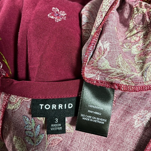 TORRID Maroon Red Sugar Skull Floral Print Belted Tank Midi Dress 3 3X - Picture 12 of 12